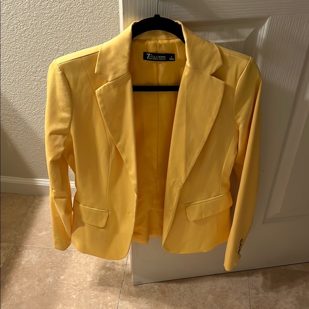Avenue Yellow Blazer Structured Suit Jacket